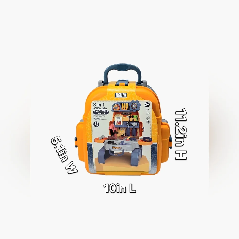 3-in-1 Kids Tool Set Backpack Playset & Toddler Engineer Workshop Kit